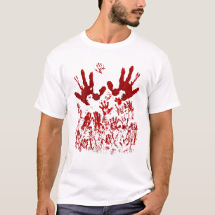 Bloody Handprint Red Blood Spletters Zombie Outbre T-shirt