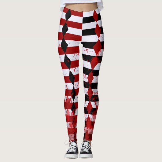 Bloody Harlequin Black, White en Red Leggings (Voorkant)