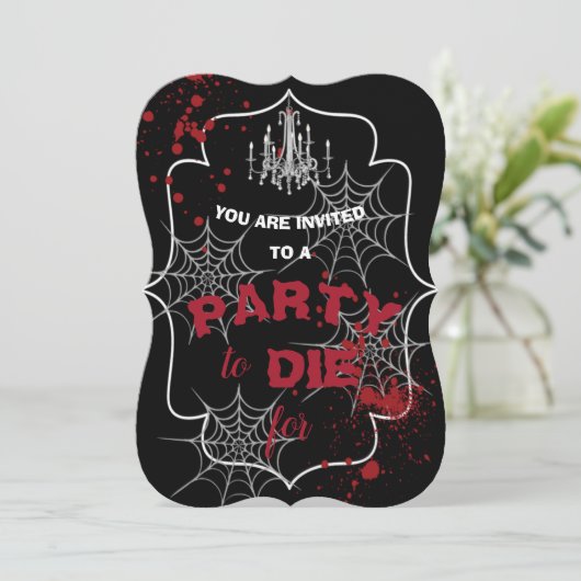 Bloody Haunted House Chandelier Halloween Party Kaart (Staand voorkant)