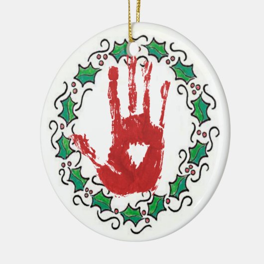Bloody Holiday Hand Keramisch Ornament (Links)