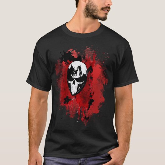 Bloody Horror Film Skull Black Halloween T-shirt (Voorkant)