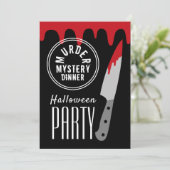 Bloody Knife, Murder Mystery Stamp Halloween Party Kaart (Staand voorkant)