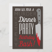 Bloody Knife, Murder Mystery Verjaardagsfeestje Kaart (Voorkant)