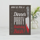 Bloody Knife, Murder Mystery Verjaardagsfeestje Kaart (Staand voorkant)