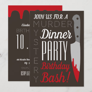 Bloody Knife, Murder Mystery Verjaardagsfeestje Kaart