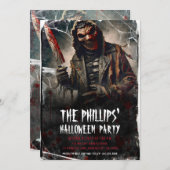 Bloody Knife & Scary Halloween Mask Party Kaart (Voorkant / Achterkant)