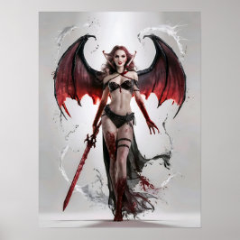 Bloody Lady Vampire Warrior staat majestueus Poster