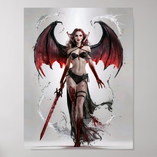 Bloody Lady Vampire Warrior staat majestueus Poster (Voorkant)