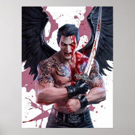 Bloody Male Vampire Warrior Poster Art