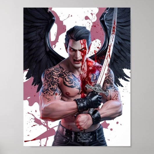 Bloody Male Vampire Warrior Poster Art (Voorkant)
