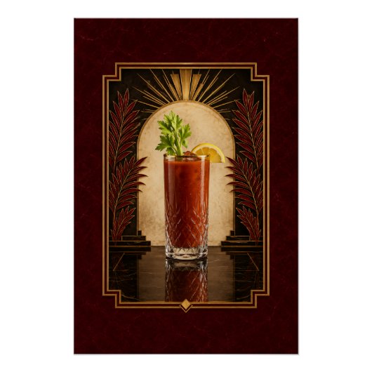 Bloody Mary Art Deco Poster | Bar Kunst (Voorkant)