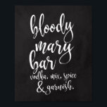 Bloody Mary Bar, 8 x 10 bruiloft bord Poster<br><div class="desc">Een elegant rand bruiloft bord,  kenmerkt de tekst "Bloody Mary bar,  wodka,  mix,  kruiden & groenachtig" in een uitputtend manuscriptdoopvont,  voegt de glittertextuur een feestelijke en glamoureuze aanraking toe. De achtergrondkleur kan aan uw behoeften en voorkeuren worden aangepast. Neem contact met mij op als u een speciaal verzoek hebt.</div>