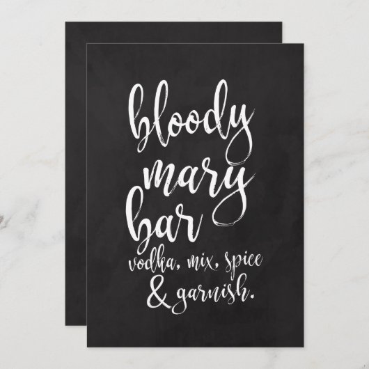 Bloody Mary Bar Betaalbaar bord ter bruiloft Kaart (Voorkant / Achterkant)