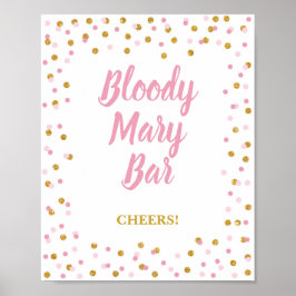Bloody Mary Bar Feestbord Bord Roze & Gouden Confe Poster