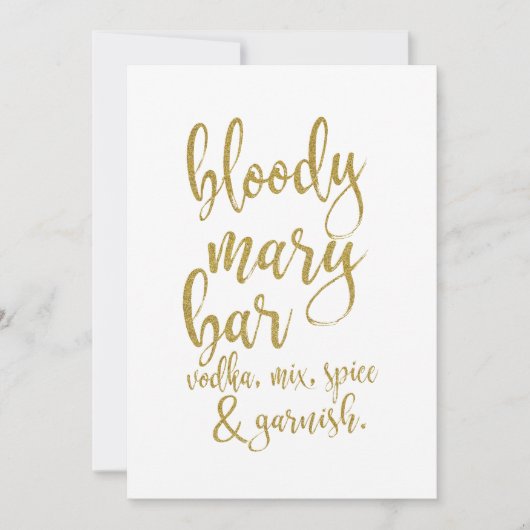 Bloody Mary Bar Goud Betaalbaar Trouwbord Kaart (Voorkant)