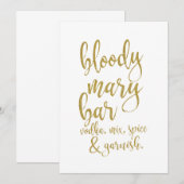 Bloody Mary Bar Goud Betaalbaar Trouwbord Kaart (Voorkant / Achterkant)