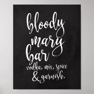 Bloody Mary Bar Krijtbord 8x10 Trouwbord Poster