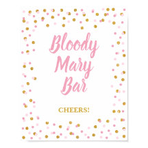 Bloody Mary Bar Party Sign Roze & Gold Confetti