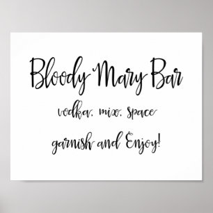 Bloody Mary Bar Sign Eenvoudige kalligrafie Poster
