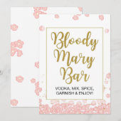 Bloody Mary Bar Sign | Roze en goudVrijgezellenfee Kaart (Voorkant / Achterkant)