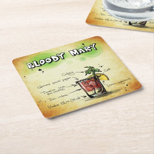 Bloody Mary Bartender Drink Recipe Kartonnen Onderzetters (Schuin)