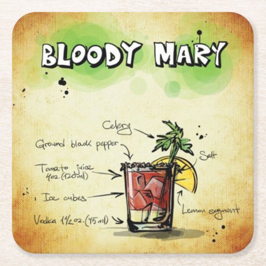 Bloody Mary Bartender Drink Recipe Kartonnen Onderzetters (Voorkant)