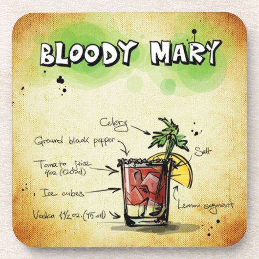 Bloody Mary Bartender Drink Recipe Onderzetter (Voorkant)