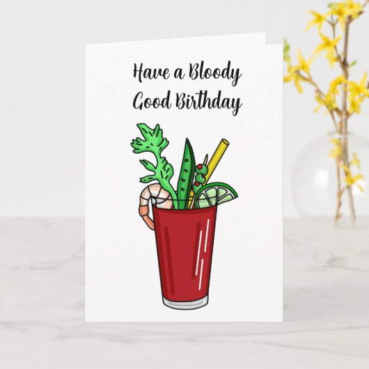 Bloody Mary Birthday Pun Kaart (Gele Bloem)
