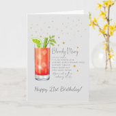 Bloody Mary Cocktail 21e Happy Birthday Kaart (Gele Bloem)