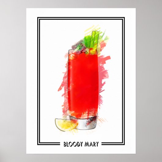 Bloody Mary Cocktail Marker Sketch Poster (Voorkant)