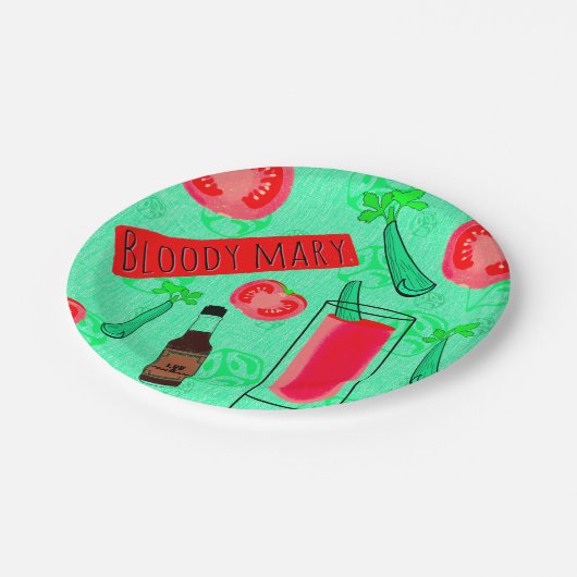 Bloody Mary Cocktail Party Borden Papieren Bordje (Gekanteld)