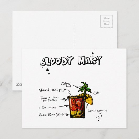 Bloody Mary Cocktail Recipe Briefkaart (Voorkant / Achterkant)