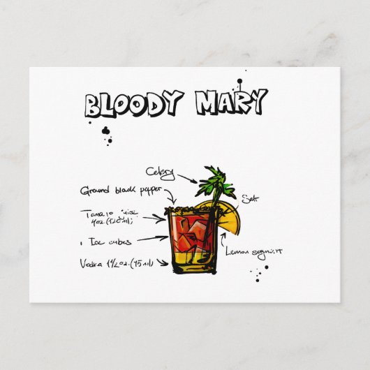 Bloody Mary Cocktail Recipe Briefkaart (Voorkant)