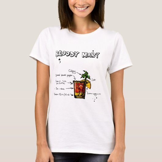 Bloody Mary Cocktail Recipe T-shirt (Voorkant)