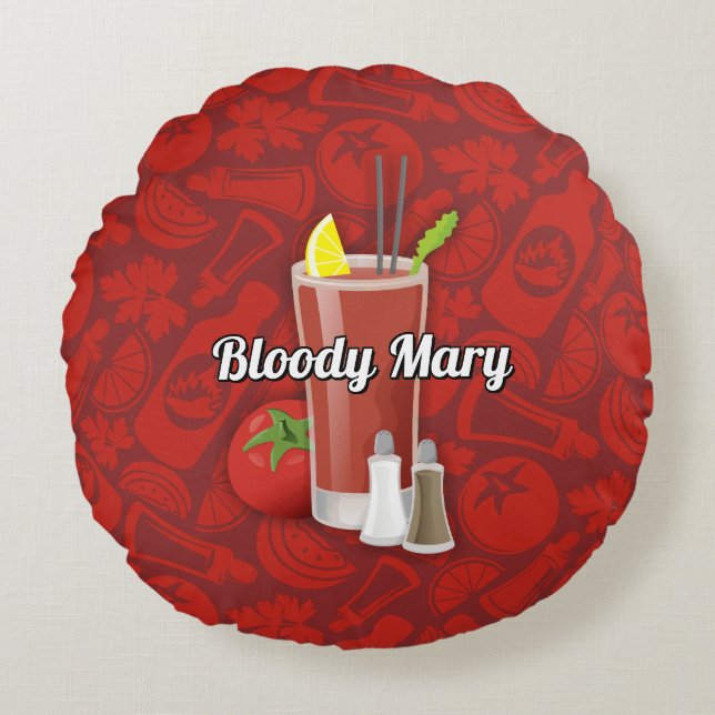 Bloody Mary Cocktail Rond Kussen (Voorkant)