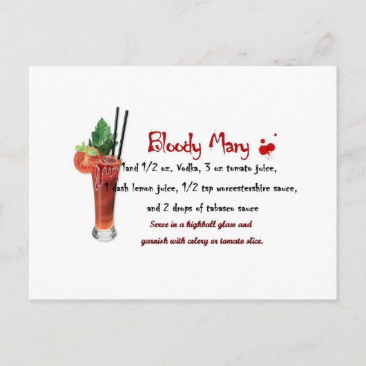Bloody Mary Drink Recipe Briefkaart (Voorkant)