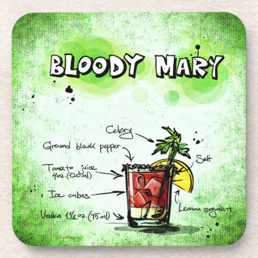 Bloody Mary Drink Recipe Drankjes Onderzetter (Voorkant)