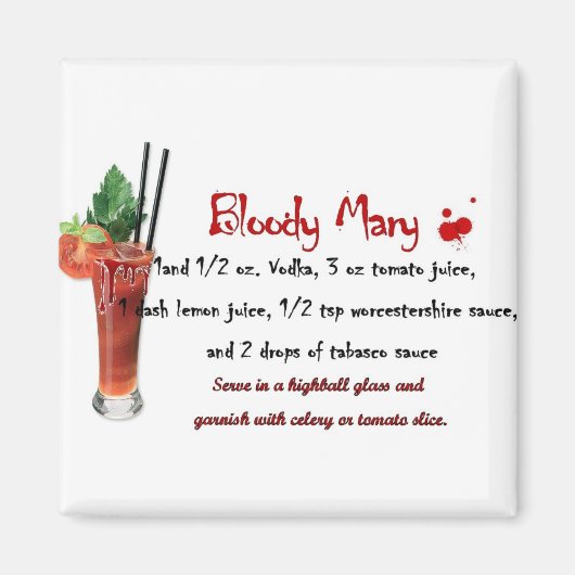 Bloody Mary Drink Recipe Magneet (Voorkant)