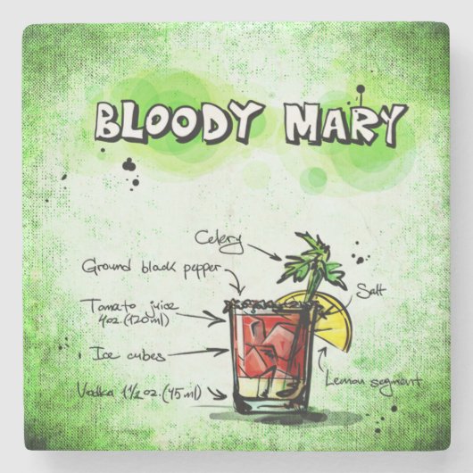 Bloody Mary Drink Recipe Stenen Onderzetter (Voorkant)