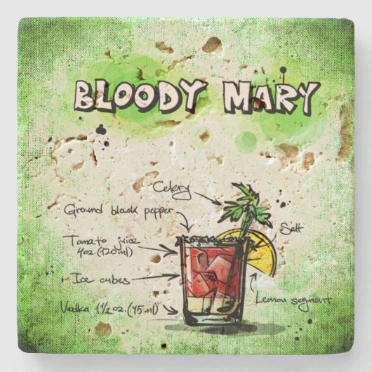 Bloody Mary Drink Recipe Stenen Onderzetter (Voorkant)