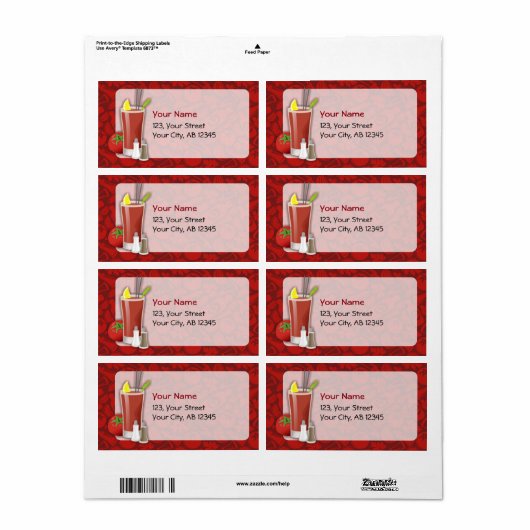 Bloody Mary Etiket (Full Sheet)