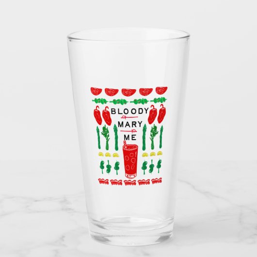 Bloody Mary Glass - Block Print Design Glas (Voorkant)