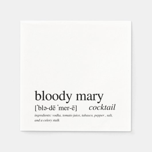 Bloody Mary Modern Quote Black Typography Cocktail Servet (Voorkant)
