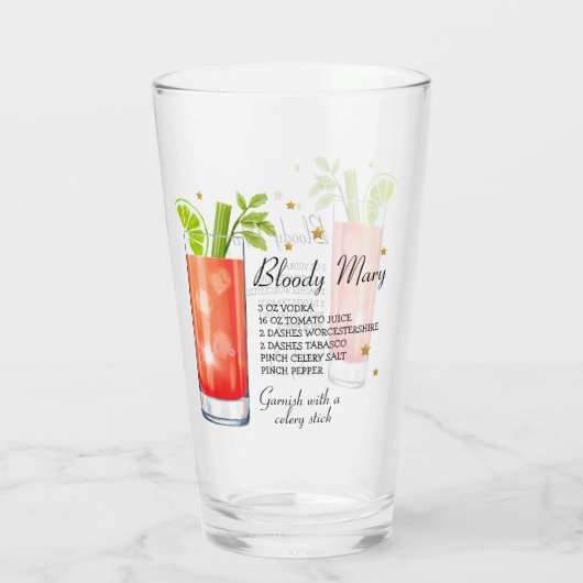 Bloody Mary Recept Glas (Personaliseer het) (Achterkant)
