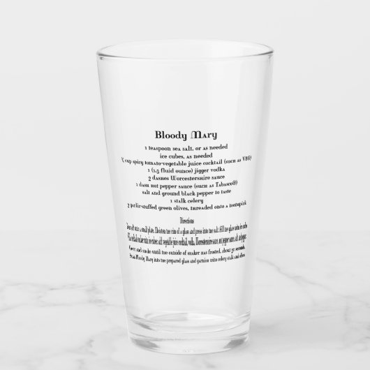 Bloody Mary Recipe Glas (Voorkant)