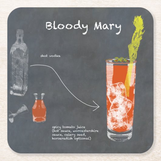 Bloody Mary Recipe Kartonnen Onderzetters (Voorkant)