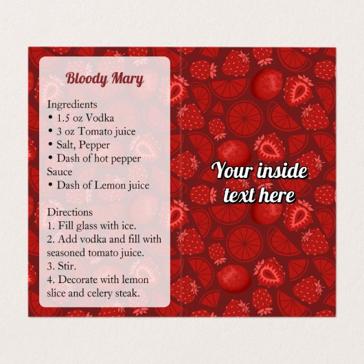 Bloody Mary Recipe Visitekaartje (Binnenkant ongevouwen)