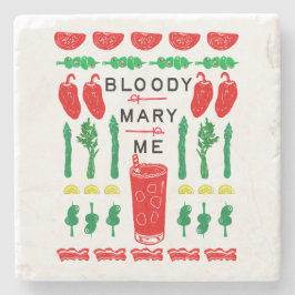Bloody Mary Stone Drink Coasters - Linocut Stenen Onderzetter
