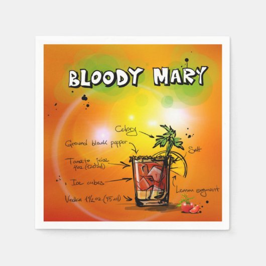 Bloody Mary-Tangerine Background Paper Napkin Servet (Voorkant)