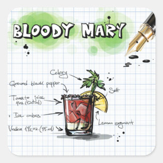 Bloody Mary Vierkante Sticker